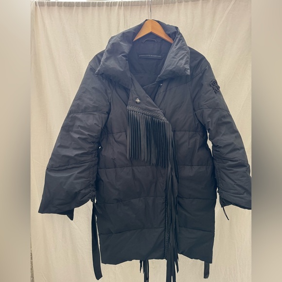 Preloved Black Ermanno Scervino jacket with leather fringes - Picture 3 of 14